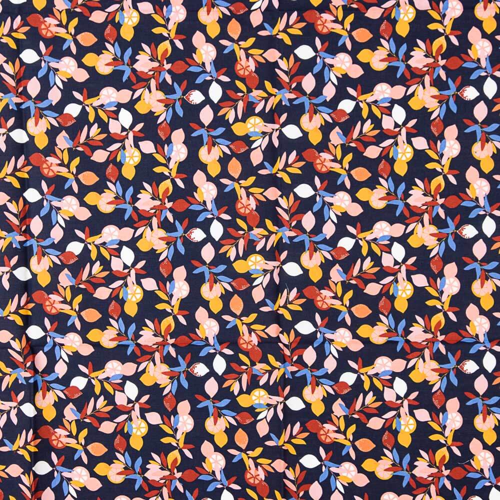 Popeline Algodão Limoeiro Marinho - Ribes y Casals