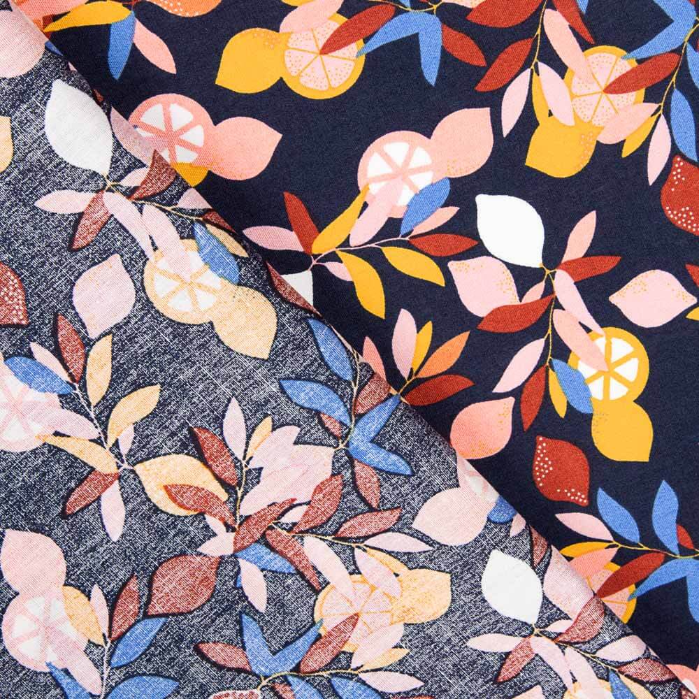 Popeline Algodão Limoeiro Marinho - Ribes y Casals