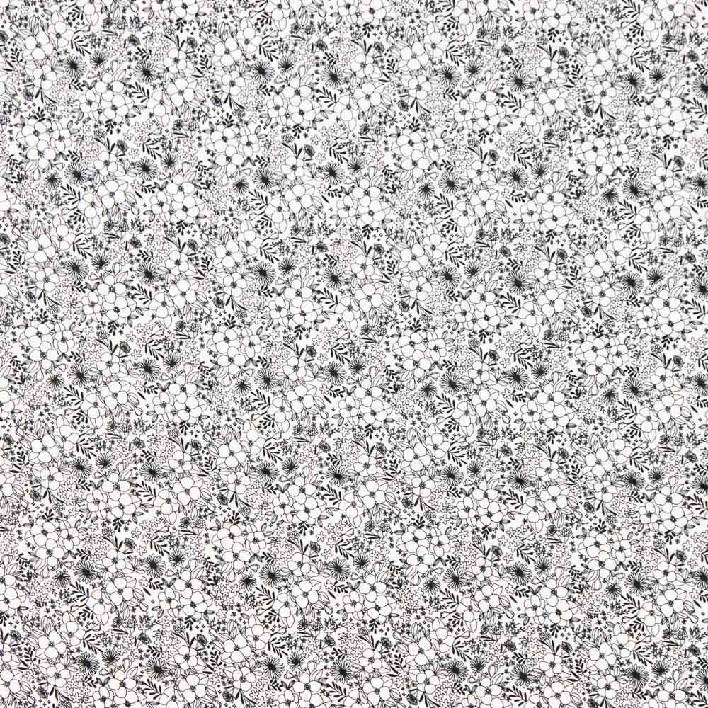 Popeline Algodão Flores Branco - Ribes y Casals