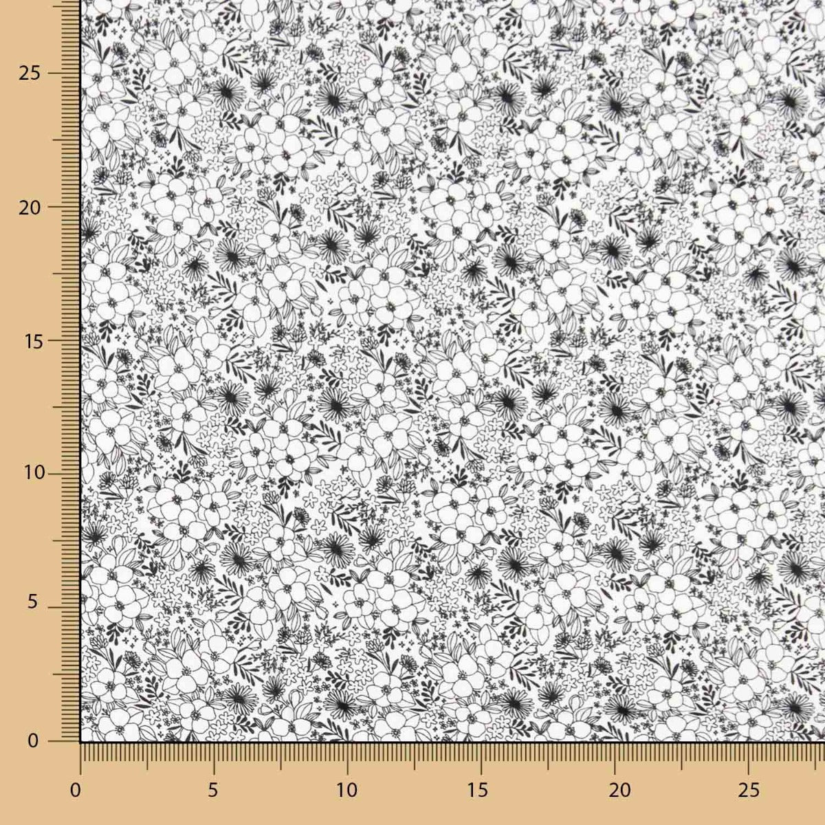 Popeline Algodão Flores Branco - Ribes y Casals