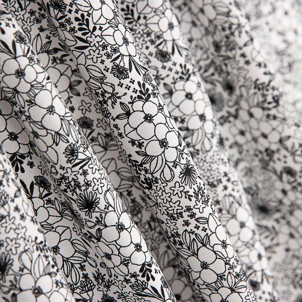 Popeline Algodão Flores Branco - Ribes y Casals