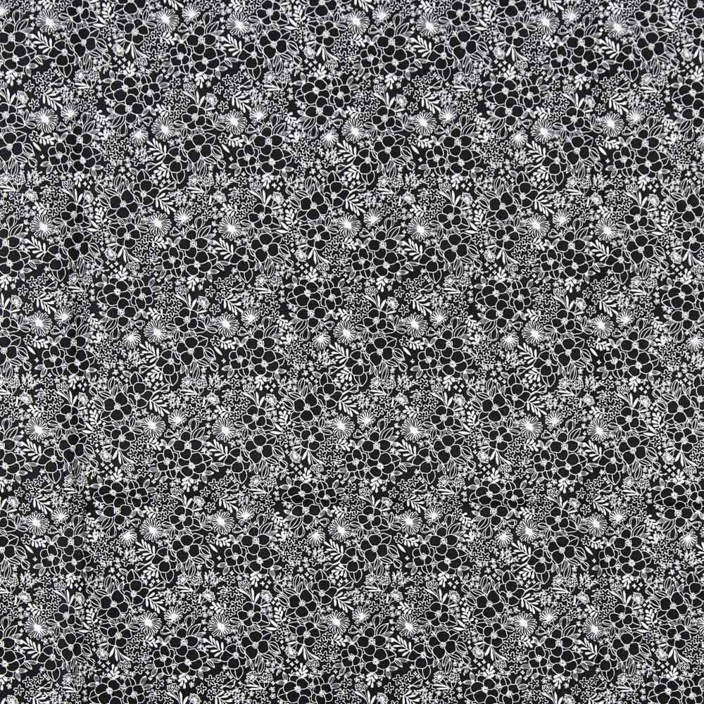 Popeline Algodão Flores Pretas - Ribes y Casals