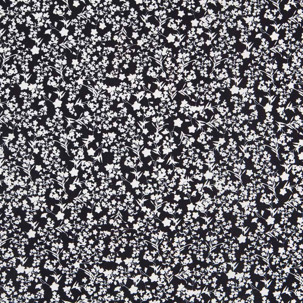 Algodão Antibacteriano Flores Preto - Ribes y Casals