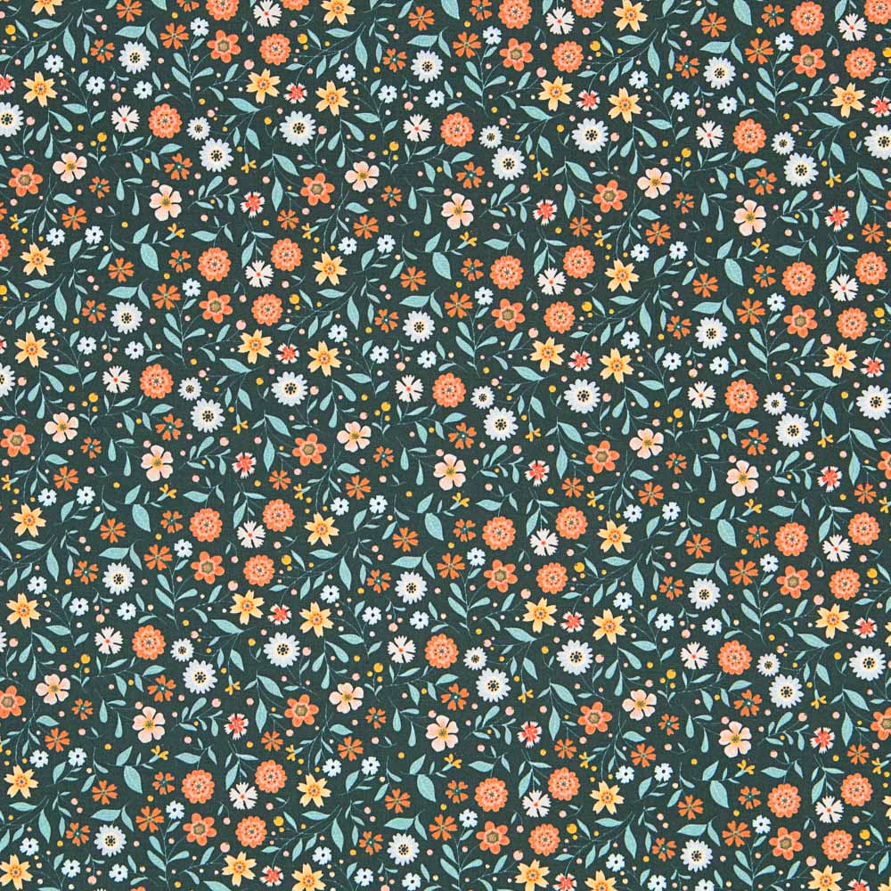 Algodão Antibacteriano Flores Verde - Ribes y Casals