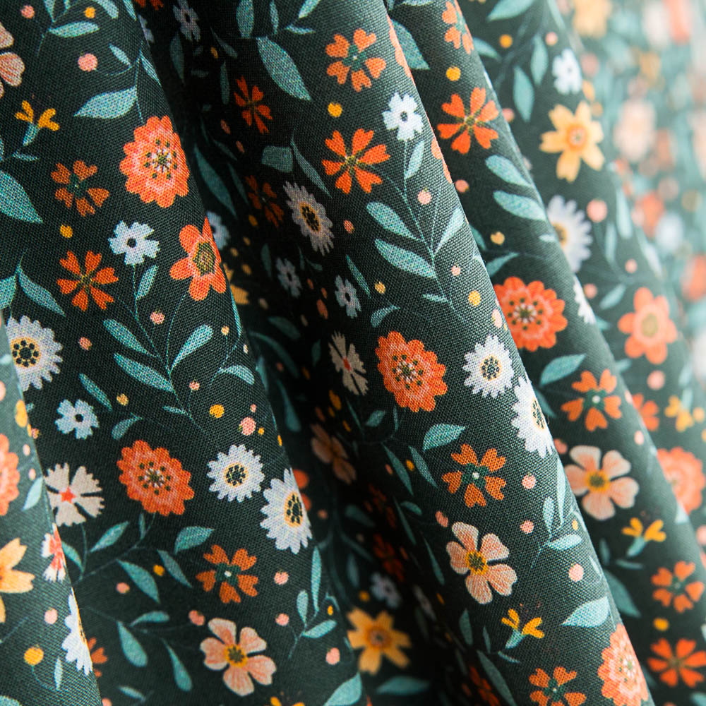 Algodão Antibacteriano Flores Verde - Ribes y Casals