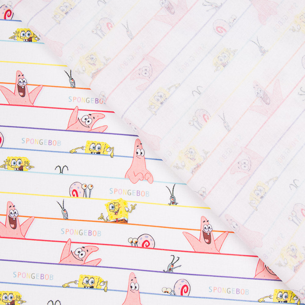 Algodão SpongeBob Listras Rosa - Ribes y Casals
