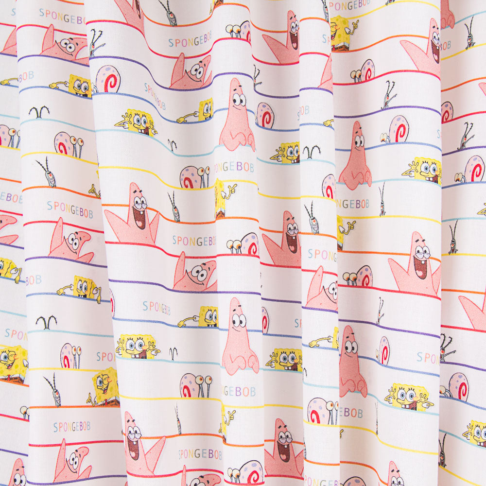 Algodão SpongeBob Listras Rosa - Ribes y Casals