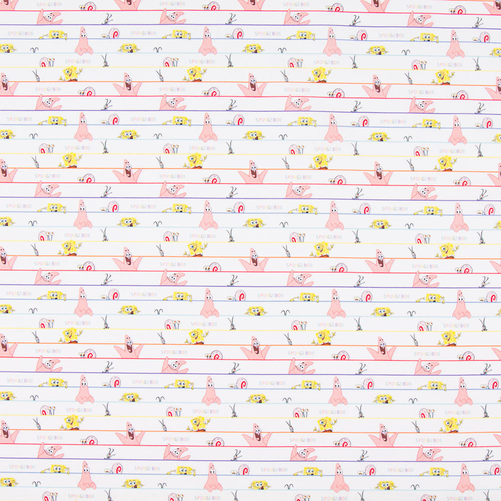 Retal Algodón Bob Esponja Rayas Rosa 45x140 cm - Ribes y Casals