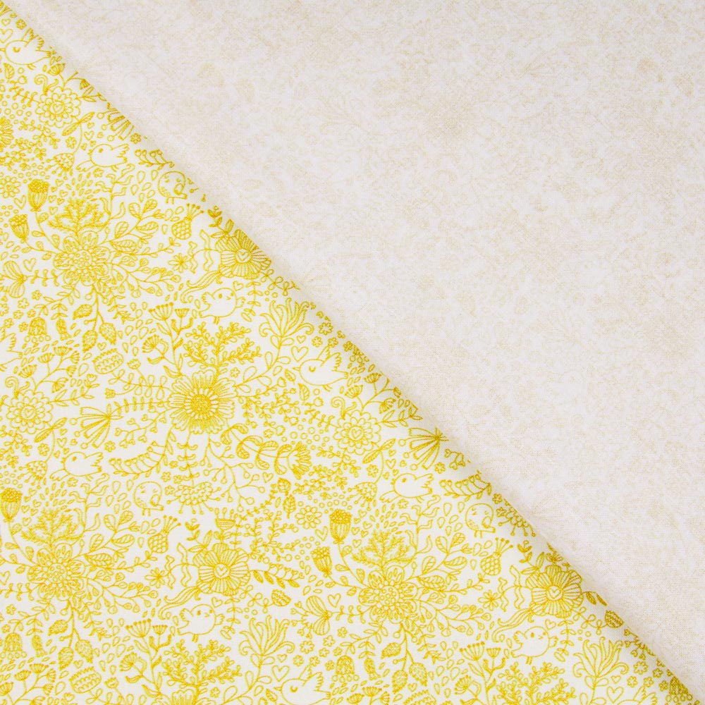 Algodão Bosque Mágico Amarelo - Ribes y Casals