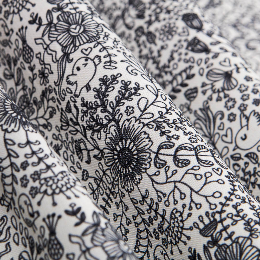 Algodão Bosque Mágico Preto - Ribes y Casals