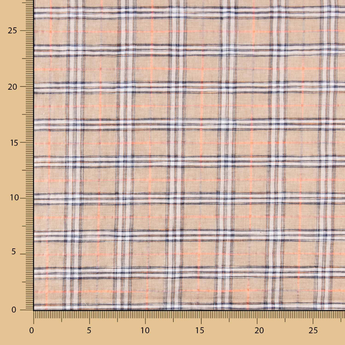 Algodão Seersucker Xadrez Maxi Bege - Ribes y Casals