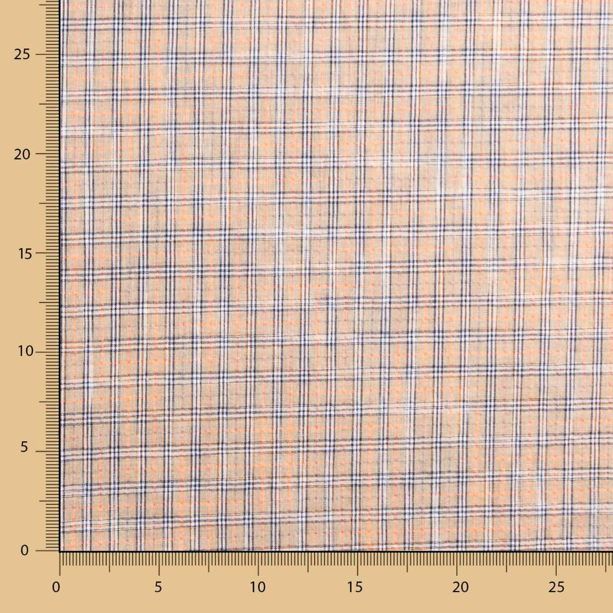 Algodão Seersucker Xadrez Mini Bege - Ribes y Casals