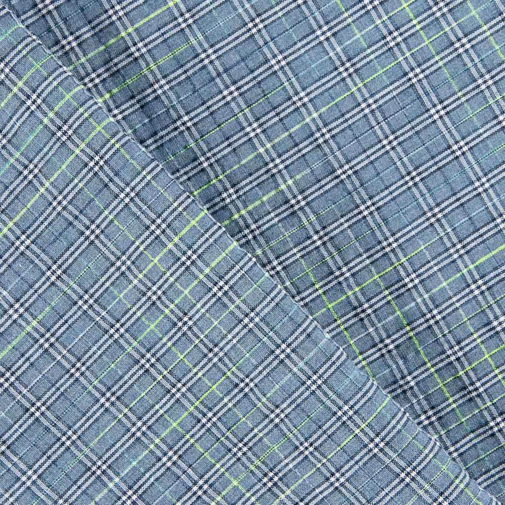 Algodão Seersucker Xadrez Mini Azul - Ribes y Casals