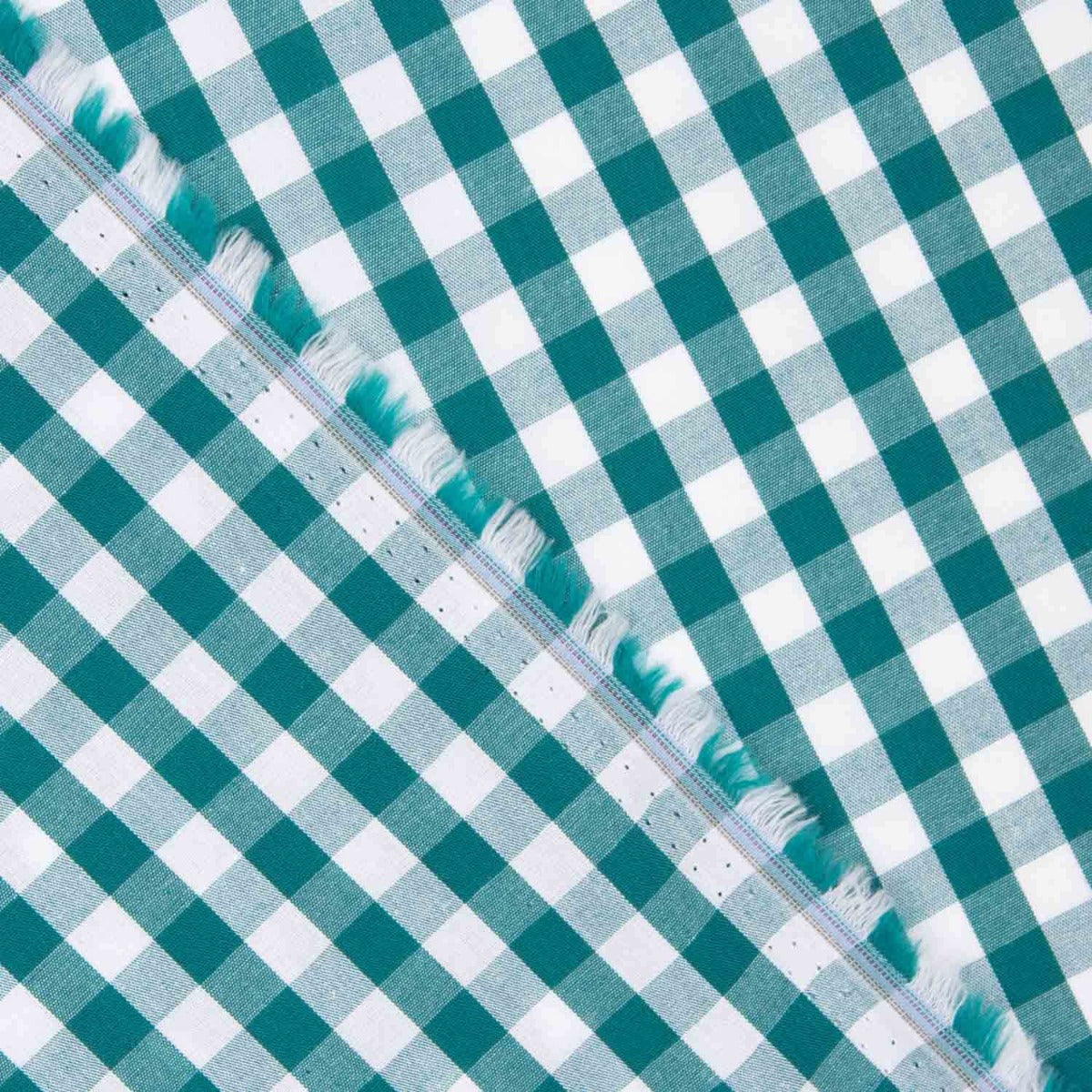 Popeline Algodão Quadrados Maxi Verde Canard - Ribes y Casals