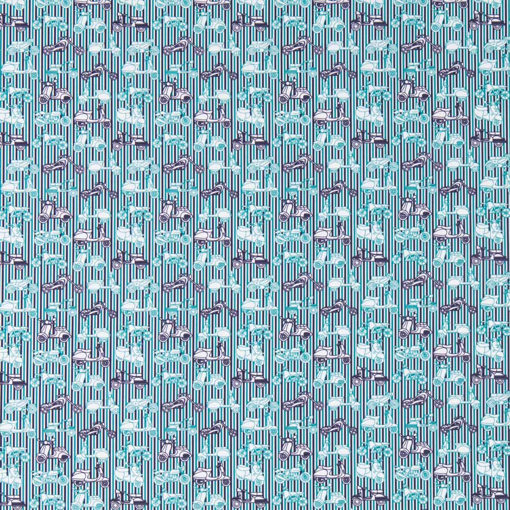 Algodão Estampado Vespa Listado Verde - Ribes y Casals