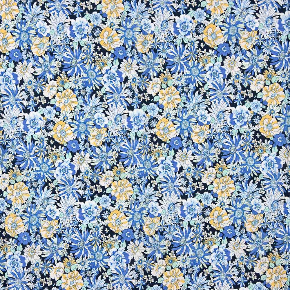 Popeline Algodão Flor Silvestre Azul - Ribes y Casals