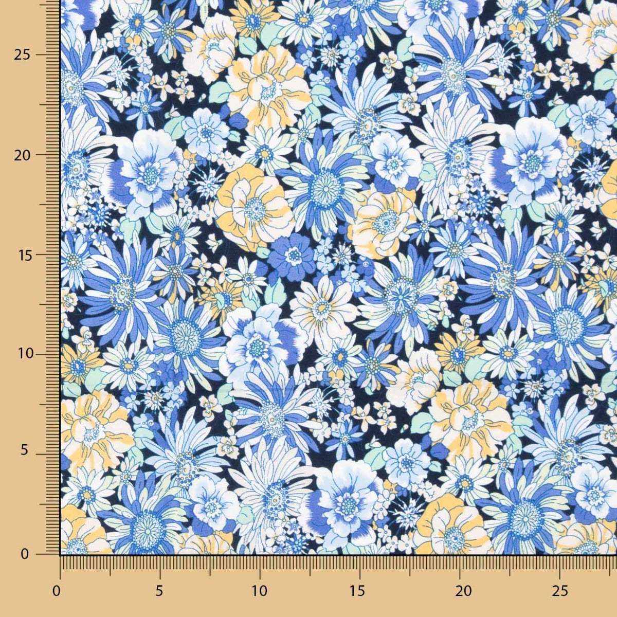 Popeline Algodão Flor Silvestre Azul - Ribes y Casals