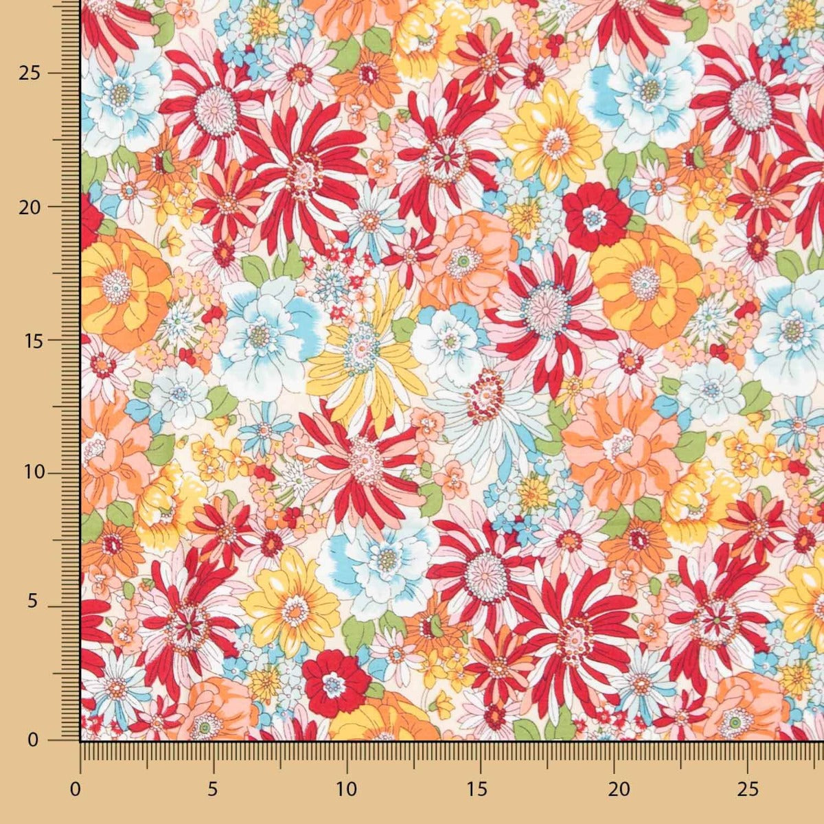 Popeline Algodão Flor Silvestre Vermelha - Ribes y Casals