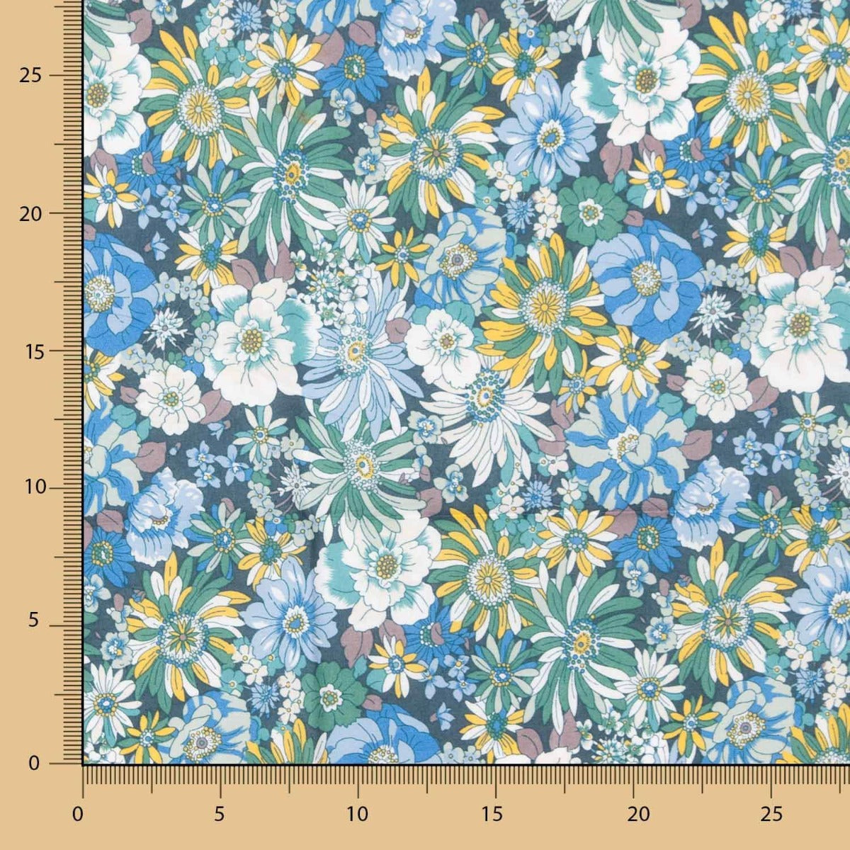 Popeline Algodão Flor Silvestre Verde - Ribes y Casals