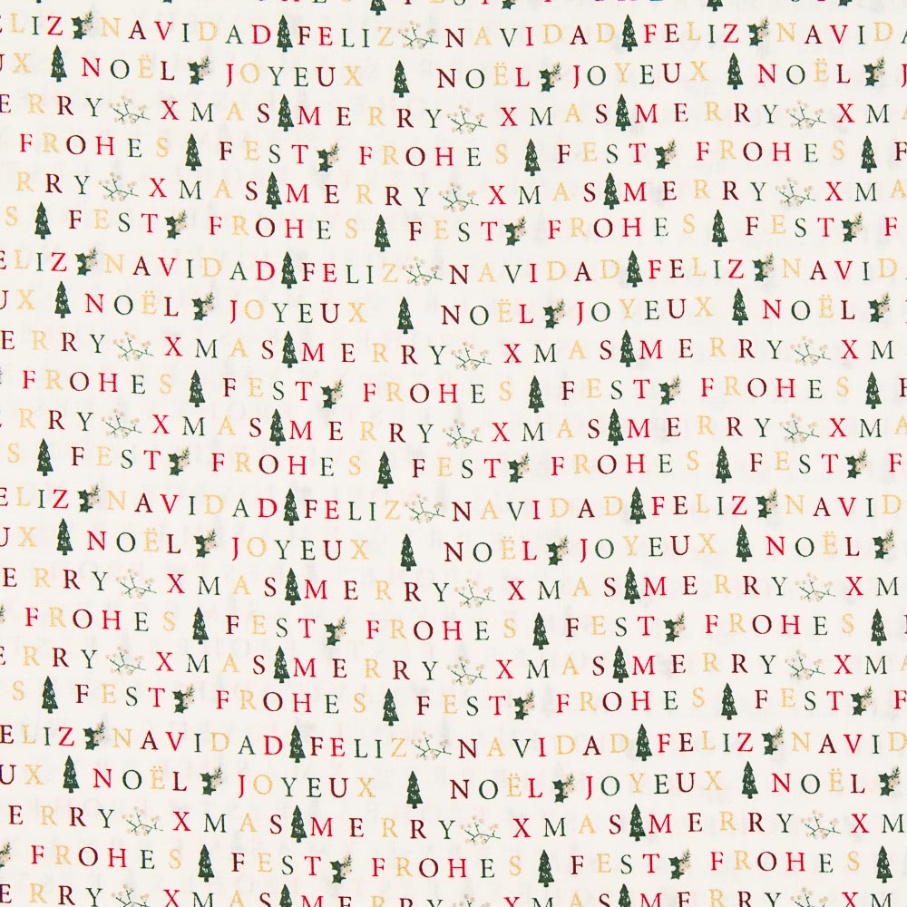 Algodão Feliz Natal Cru - Ribes y Casals