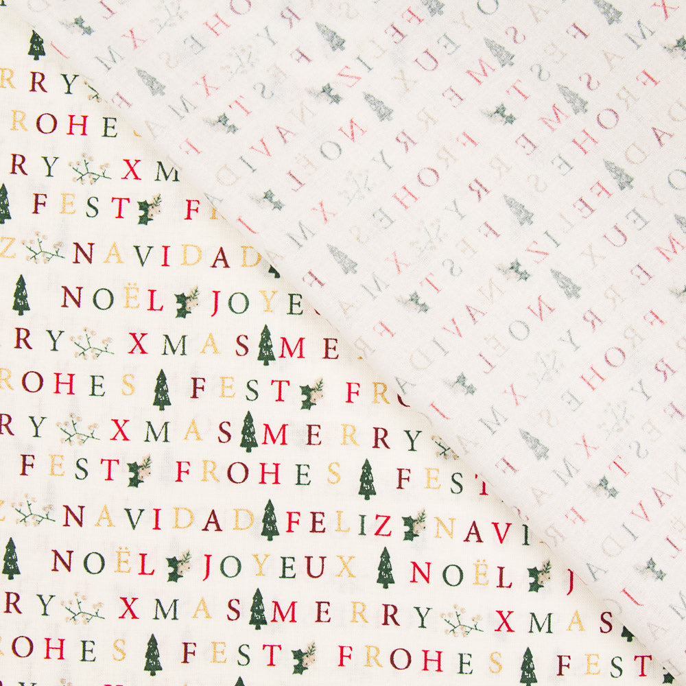 Sucatear Algodão Feliz Natal Cru 90x140cm - Ribes y Casals