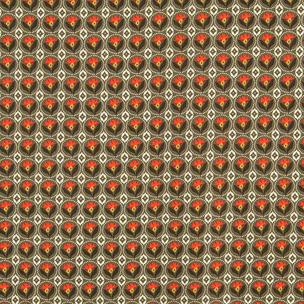 Algodão Flor Lis Kaki - Ribes y Casals