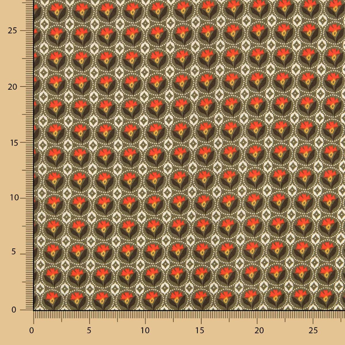 Algodão Flor Lis Kaki - Ribes y Casals
