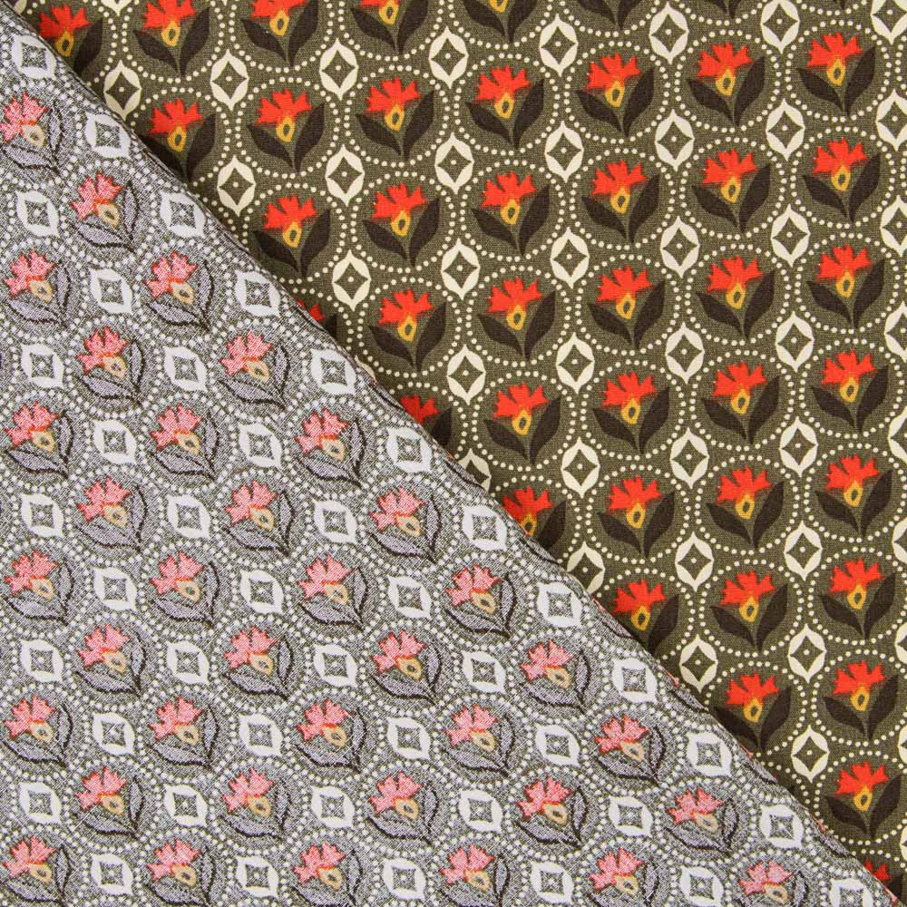 Algodão Flor Lis Kaki - Ribes y Casals