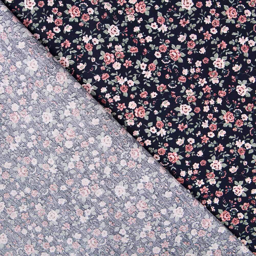 Algodão Romântico Flower Navy - Ribes y Casals