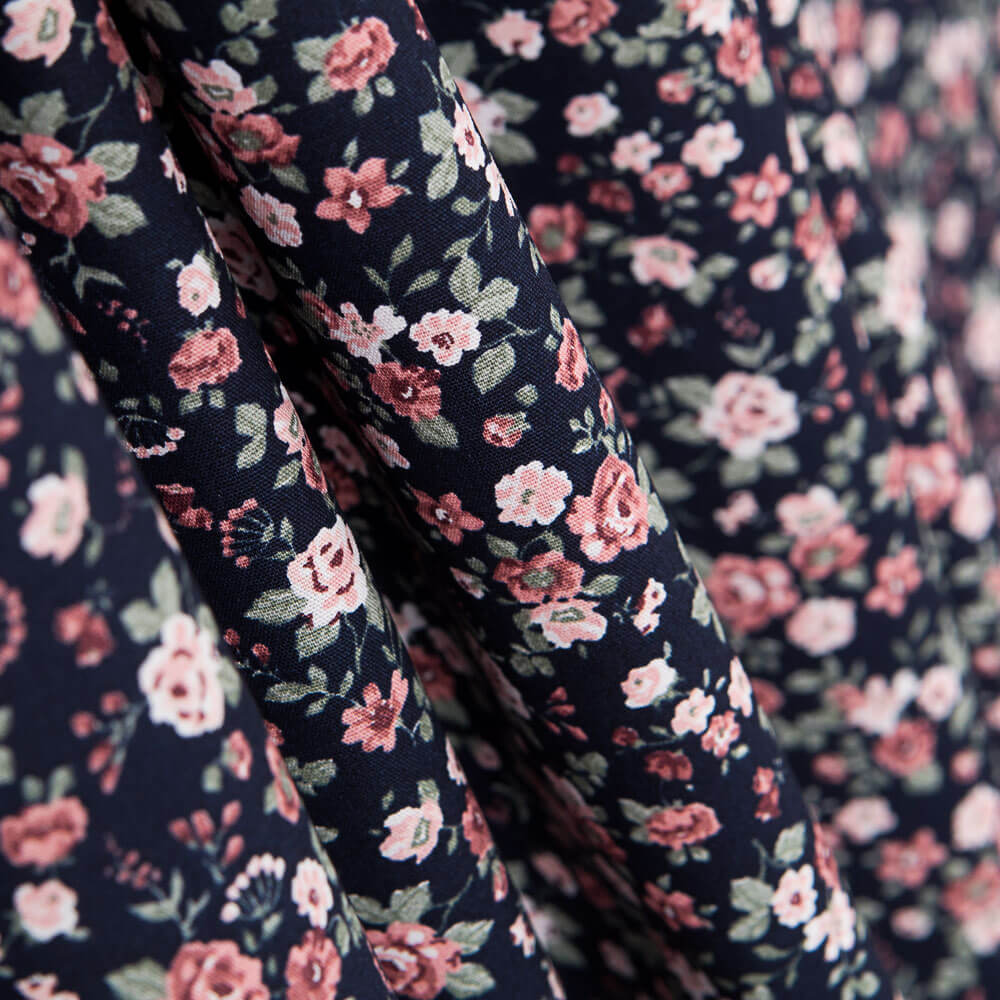 Algodão Romântico Flower Navy - Ribes y Casals