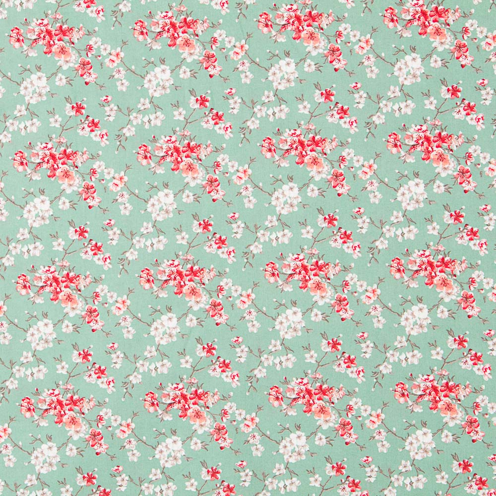 Algodão Floral Menta Verde - Ribes y Casals