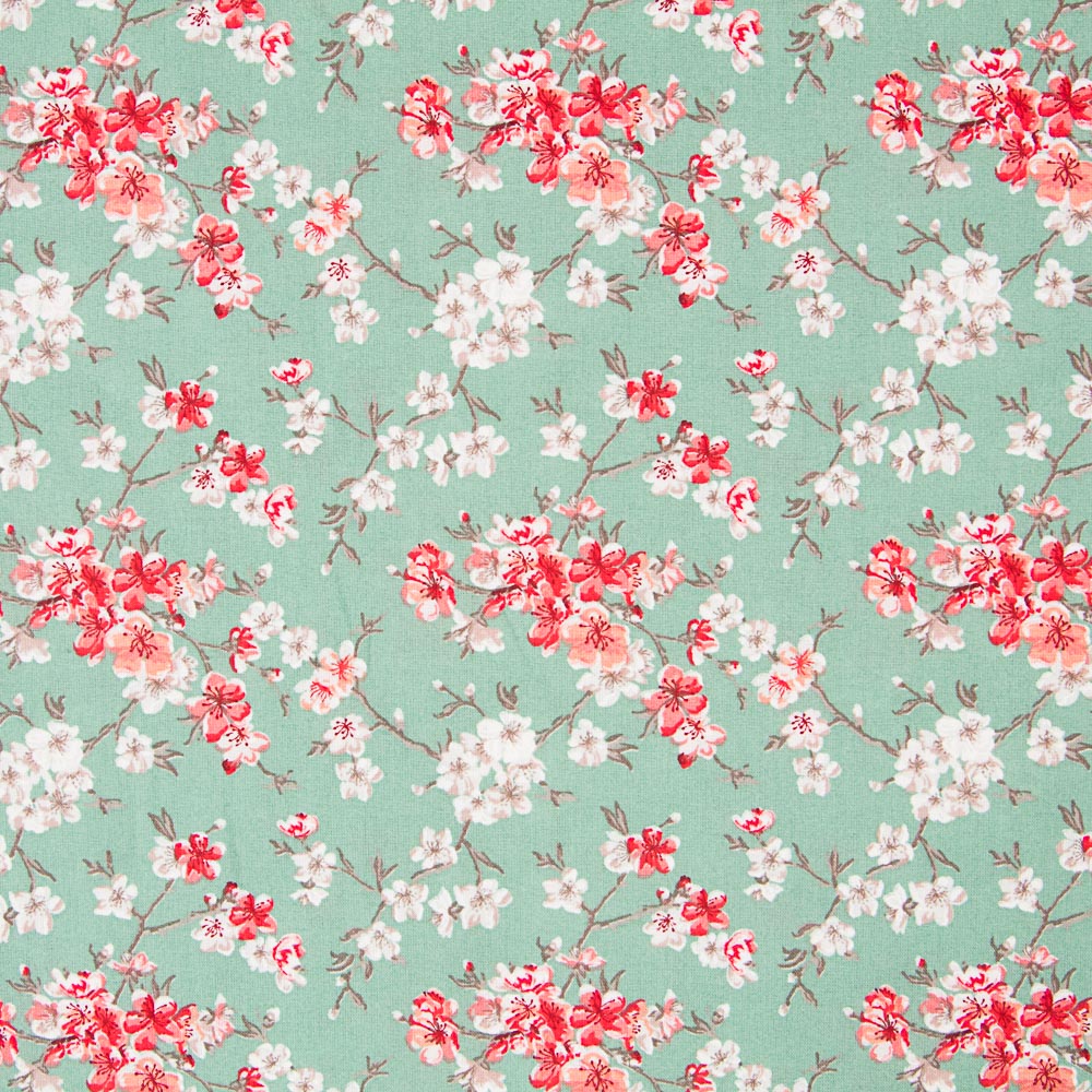 Algodão Floral Menta Verde - Ribes y Casals