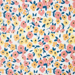 Popeline Algodão Flores Amarelo Pálido - Ribes y Casals