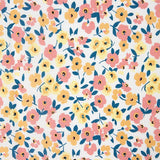 Popeline Algodão Flores Amarelo Pálido - Ribes y Casals