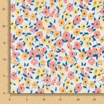 Popeline Algodão Flores Amarelo Pálido - Ribes y Casals