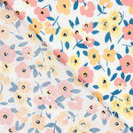 Popeline Algodão Flores Amarelo Pálido - Ribes y Casals