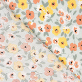 Popeline Algodão Flores Verde Sálvia - Ribes y Casals