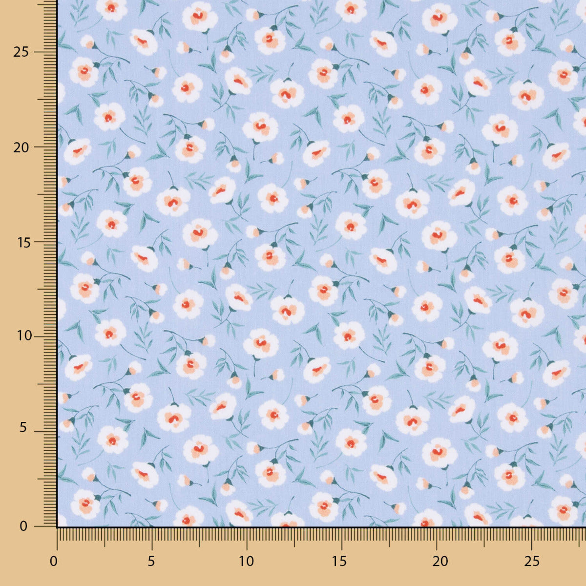 Popeline Algodão Orgânico Flores Coni Azuis - Ribes y Casals