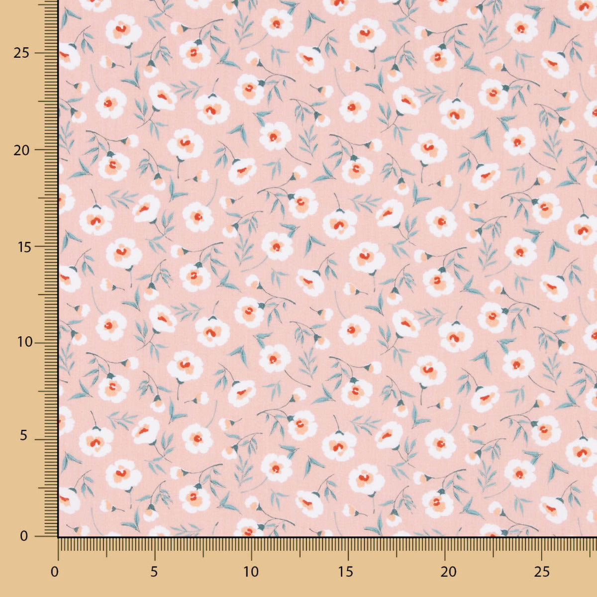 Retal Popelín Algodón Orgánico Flores Coni Rosa 80x148 cm. - Ribes y Casals