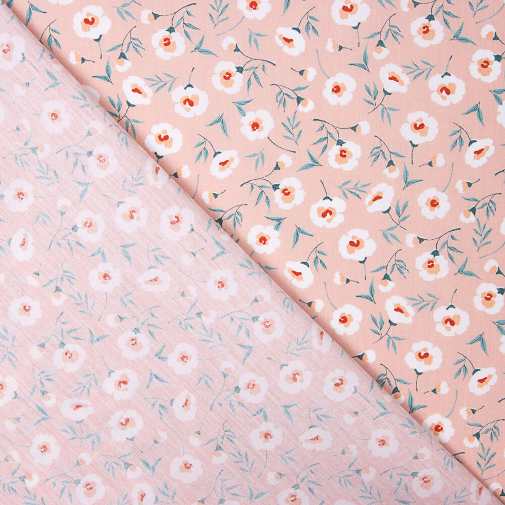 Retal Popelín Algodón Orgánico Flores Coni Rosa 80x148 cm. - Ribes y Casals