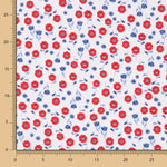 Popeline Algodão Orgânico Flores Bimbo Vermelhas - Ribes y Casals