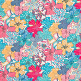 Algodão Liberty Flor Cores Branco - Ribes y Casals