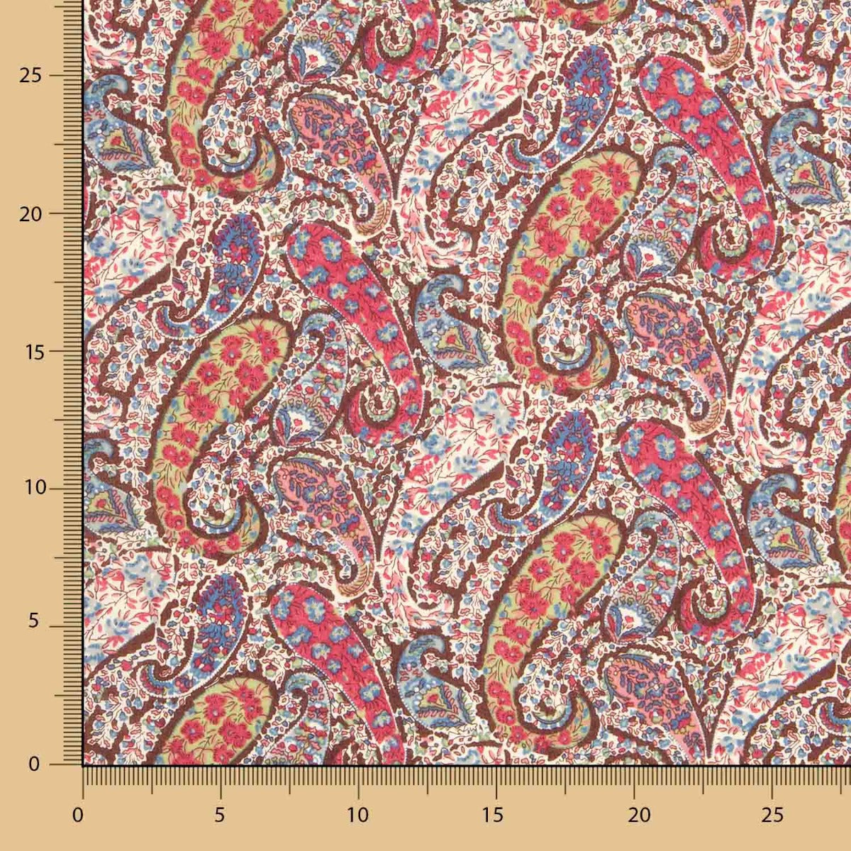 Algodão Liberty London Caxemira Castanho - Ribes y Casals