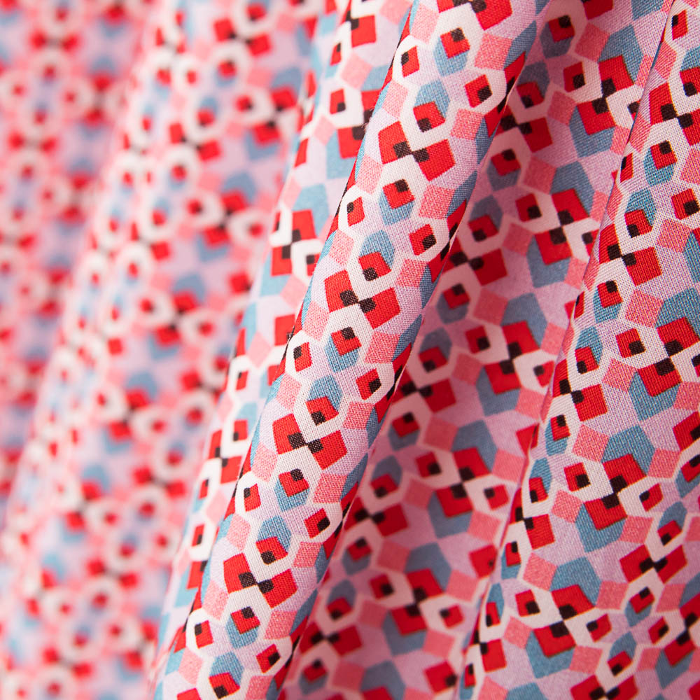 Algodão Liberty London Geométrico Coral - Ribes y Casals