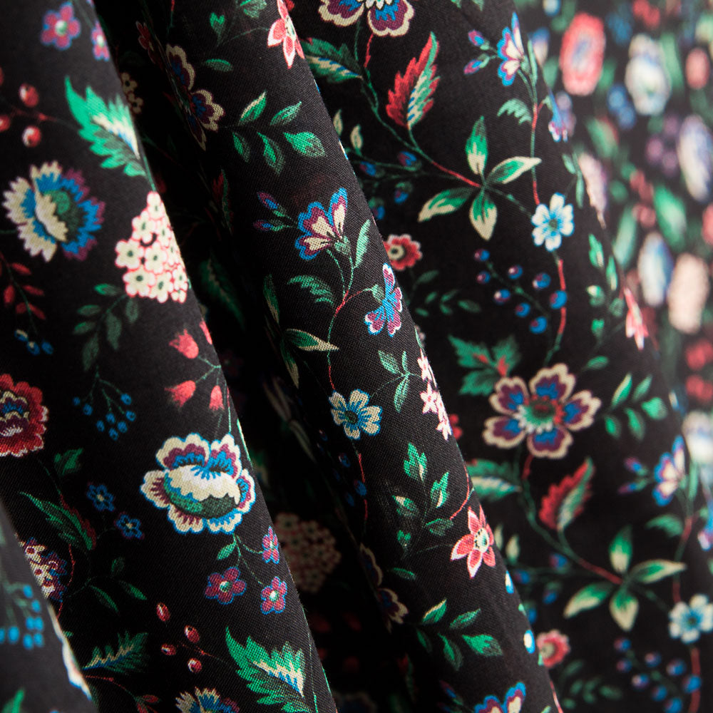 Algodão Liberty London Preto Flor México - Ribes y Casals