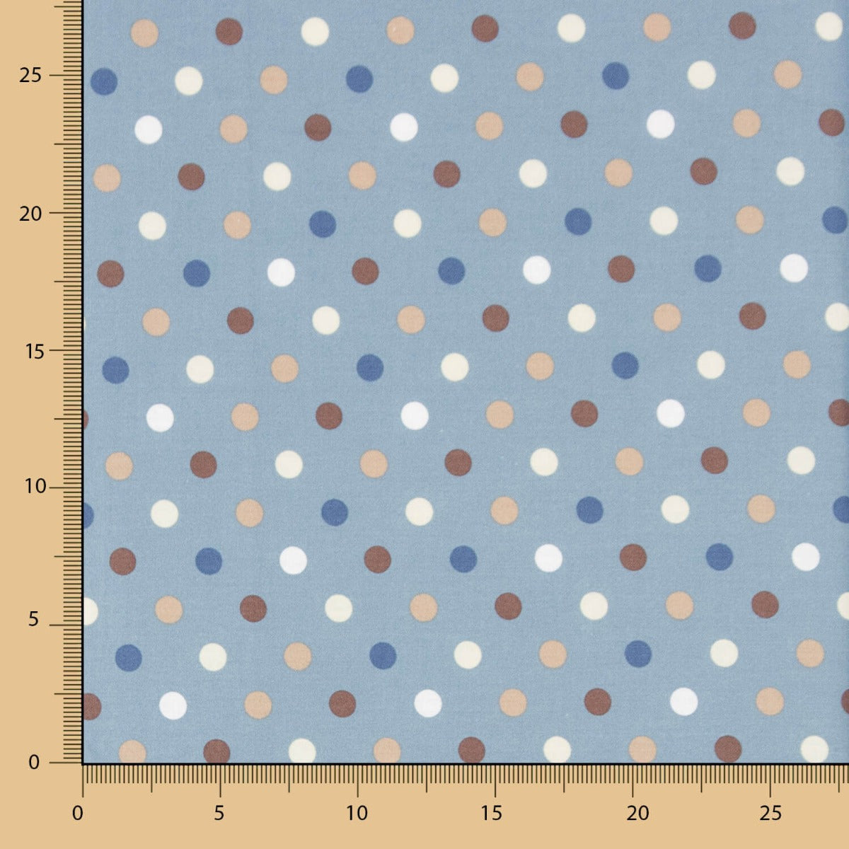 Popeline Algodão Multi Bolinhas Azul Jeans - Ribes y Casals