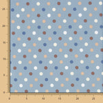 Popeline Algodão Multi Bolinhas Azul Jeans - Ribes y Casals