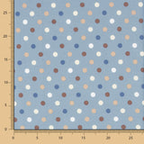 Popeline Algodão Multi Bolinhas Azul Jeans - Ribes y Casals