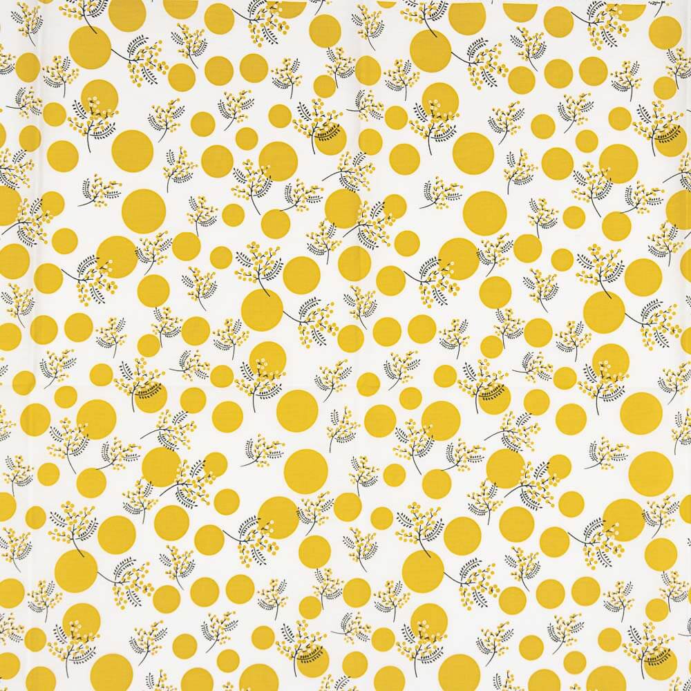 Popeline Algodão Flores Japão Cúrcuma - Ribes y Casals