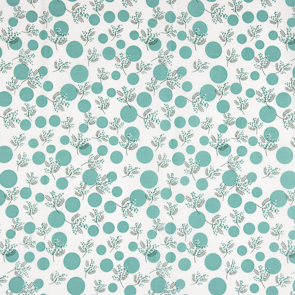 Popeline Algodão Flores Japão Verde - Ribes y Casals